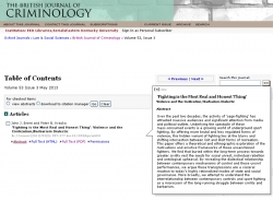 Article Resulting from Graduate Thesis Published in British Journal of Criminology